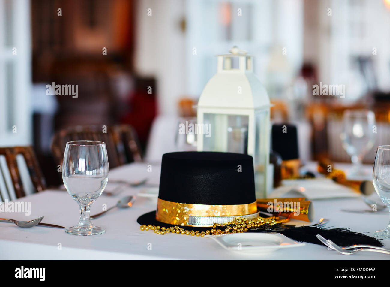 Messa in tavola per la festa di Natale Foto Stock