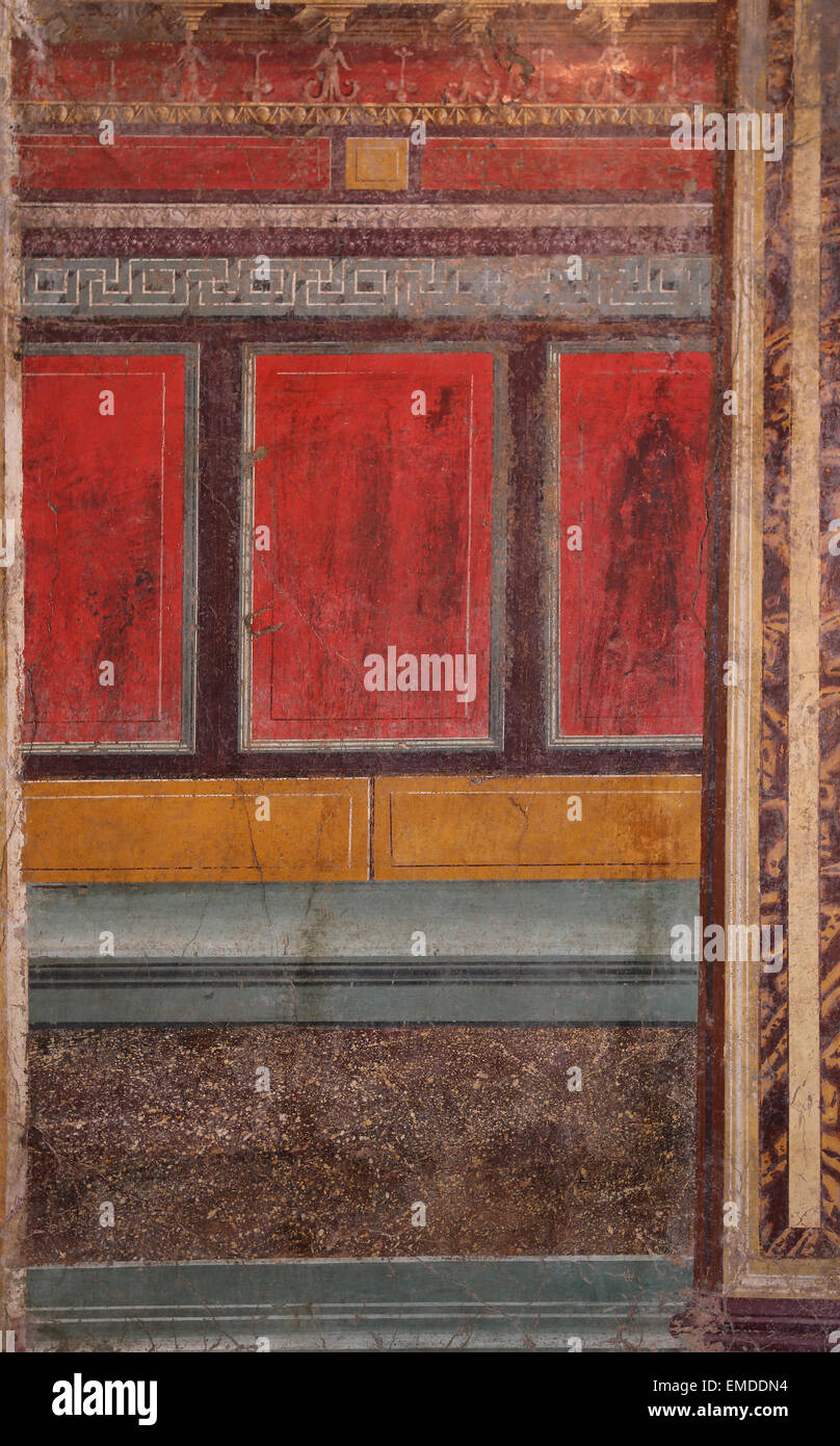 Pittura romana. Architettura illusionistica. Tardo repubblicano. I secolo A.C. Villa di P. Fannius Synistor a Boscoreale, Italia. Foto Stock