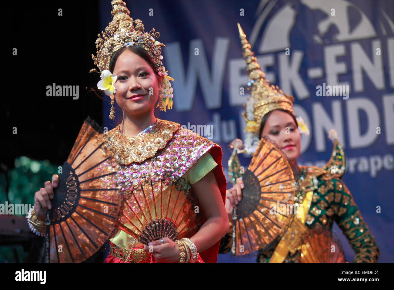 Canada Quebec, Montreal, Cambogiano, festival, persone, ballerini, Foto Stock