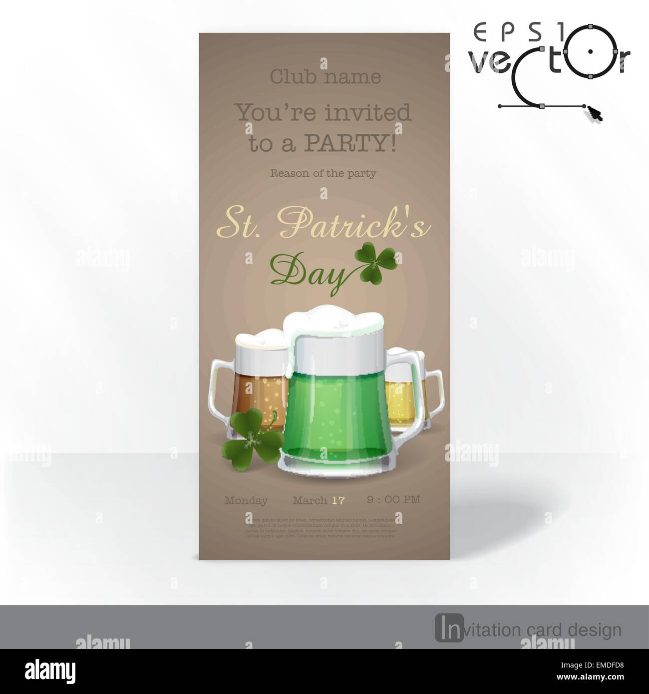 Boccale di birra Verde per il giorno di San Patrizio. Illustrazione Vettoriale