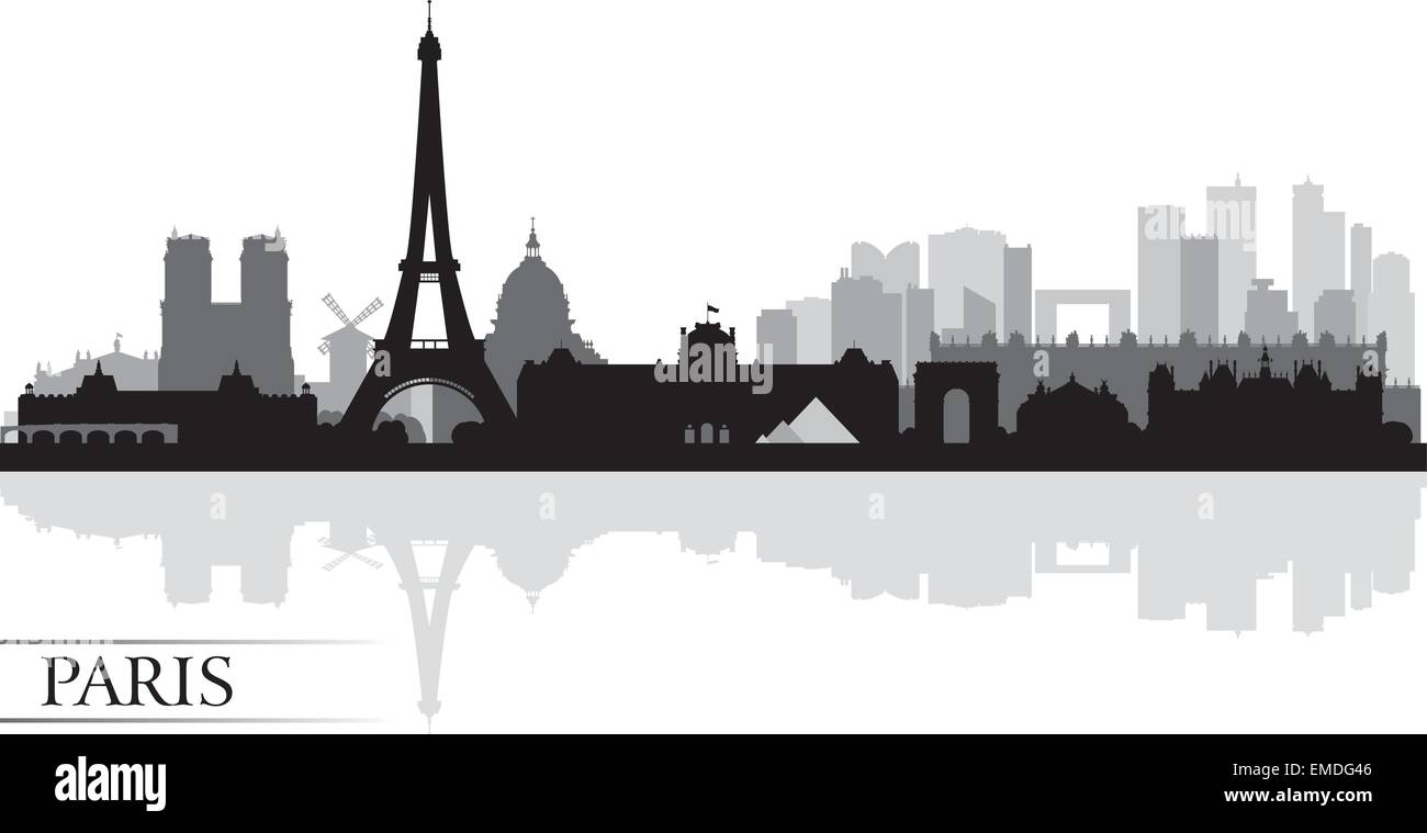 Paris skyline della città sullo sfondo di silhouette Illustrazione Vettoriale