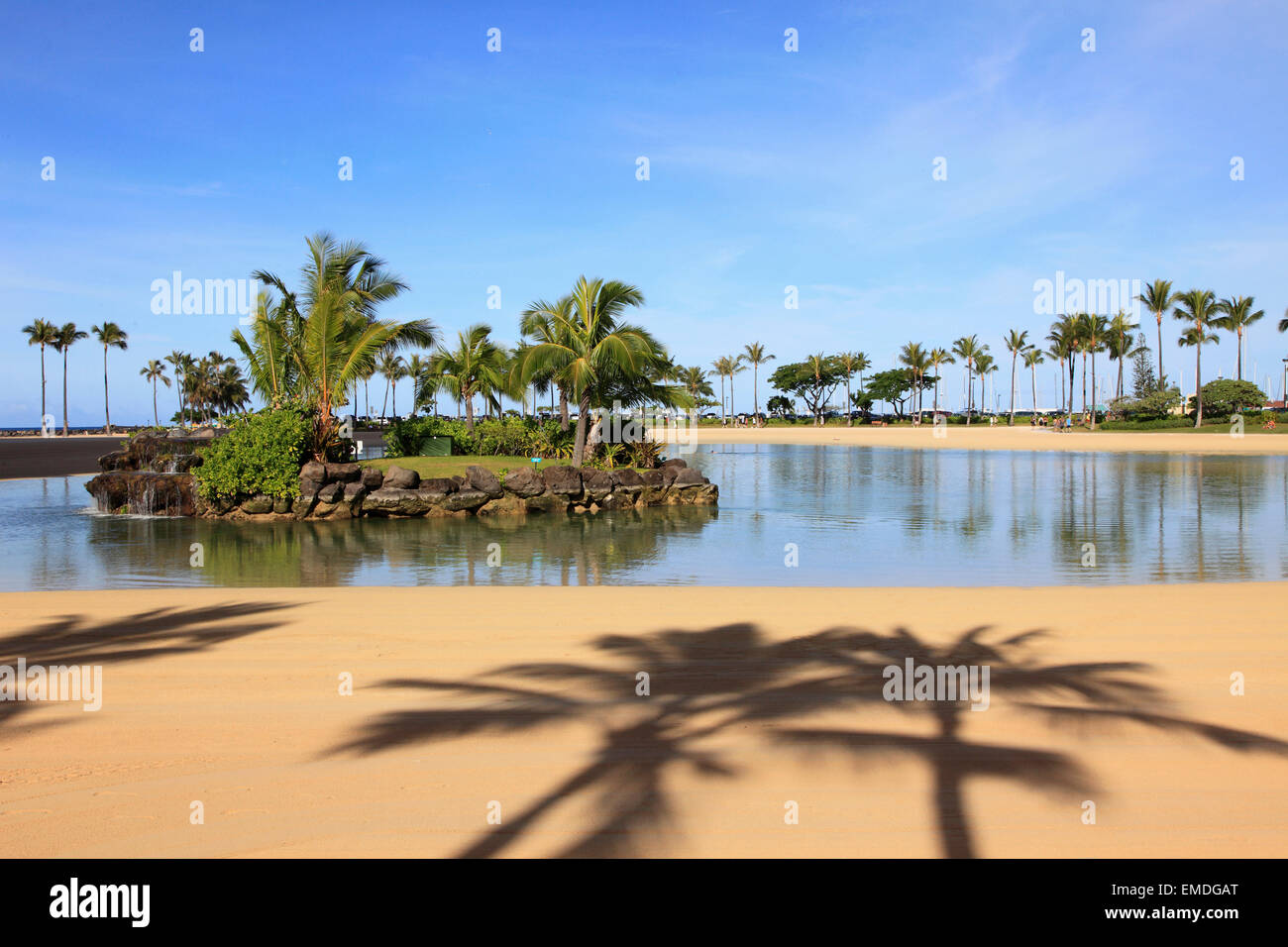 Hawaii, Oahu, Waikiki, Hilton laguna, spiaggia, Foto Stock