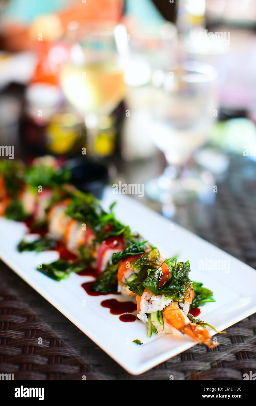 La cucina giapponese sushi rotoli Foto Stock