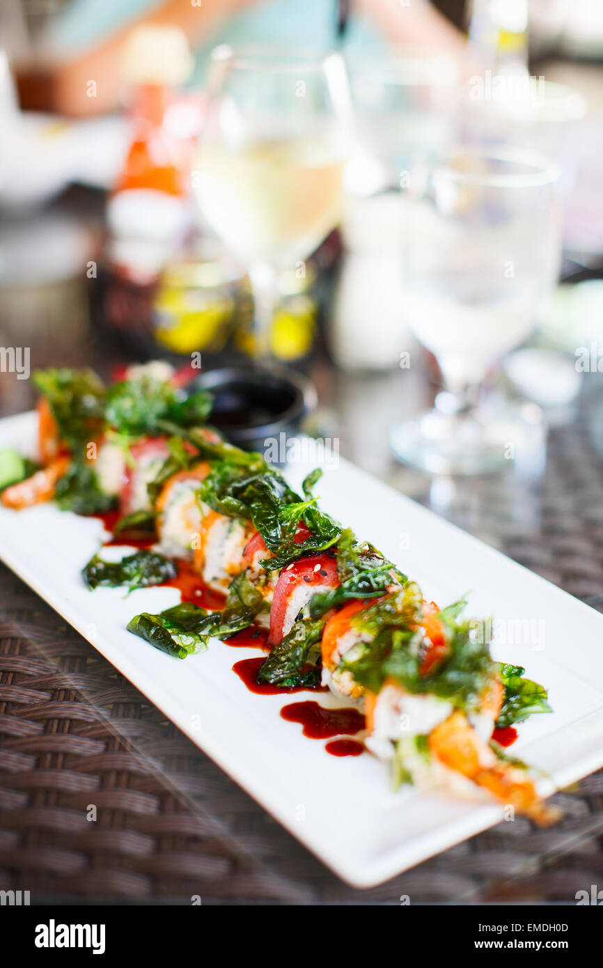 La cucina giapponese sushi rotoli Foto Stock