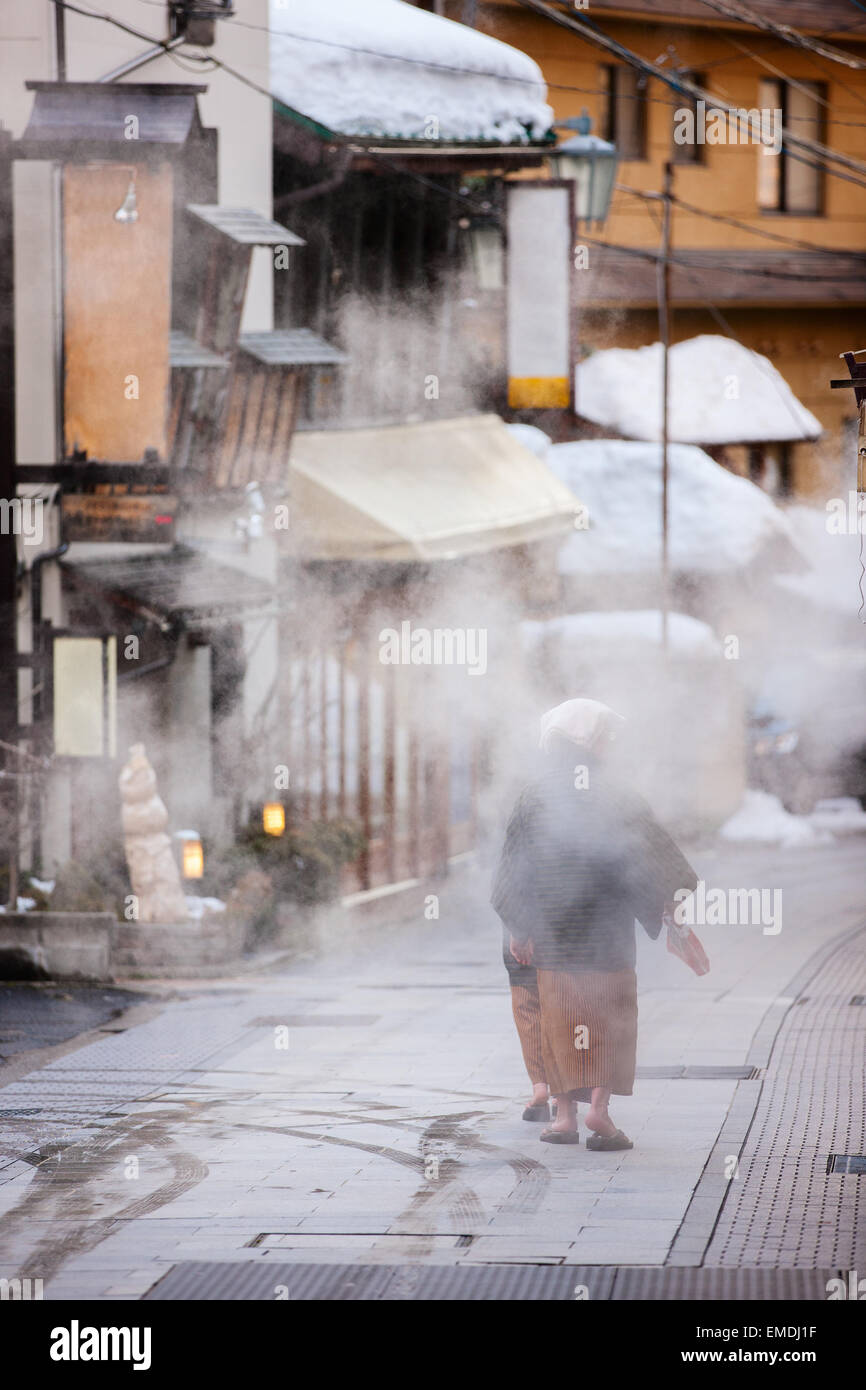 Hot Spring Resort town Shibu Onsen Foto Stock