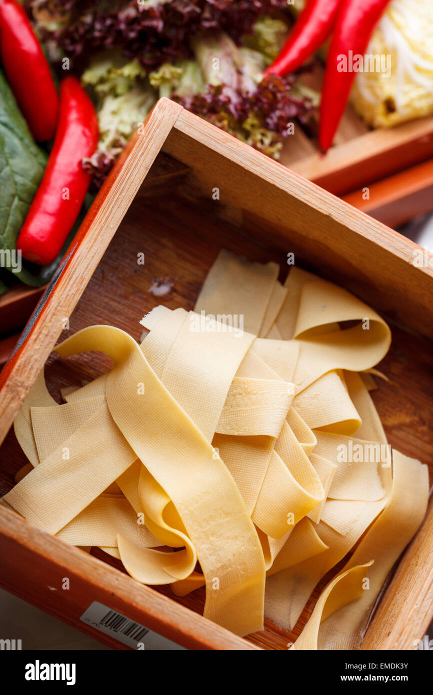 Pelle di tofu, Sichuan Hot pot ingredienti Foto Stock