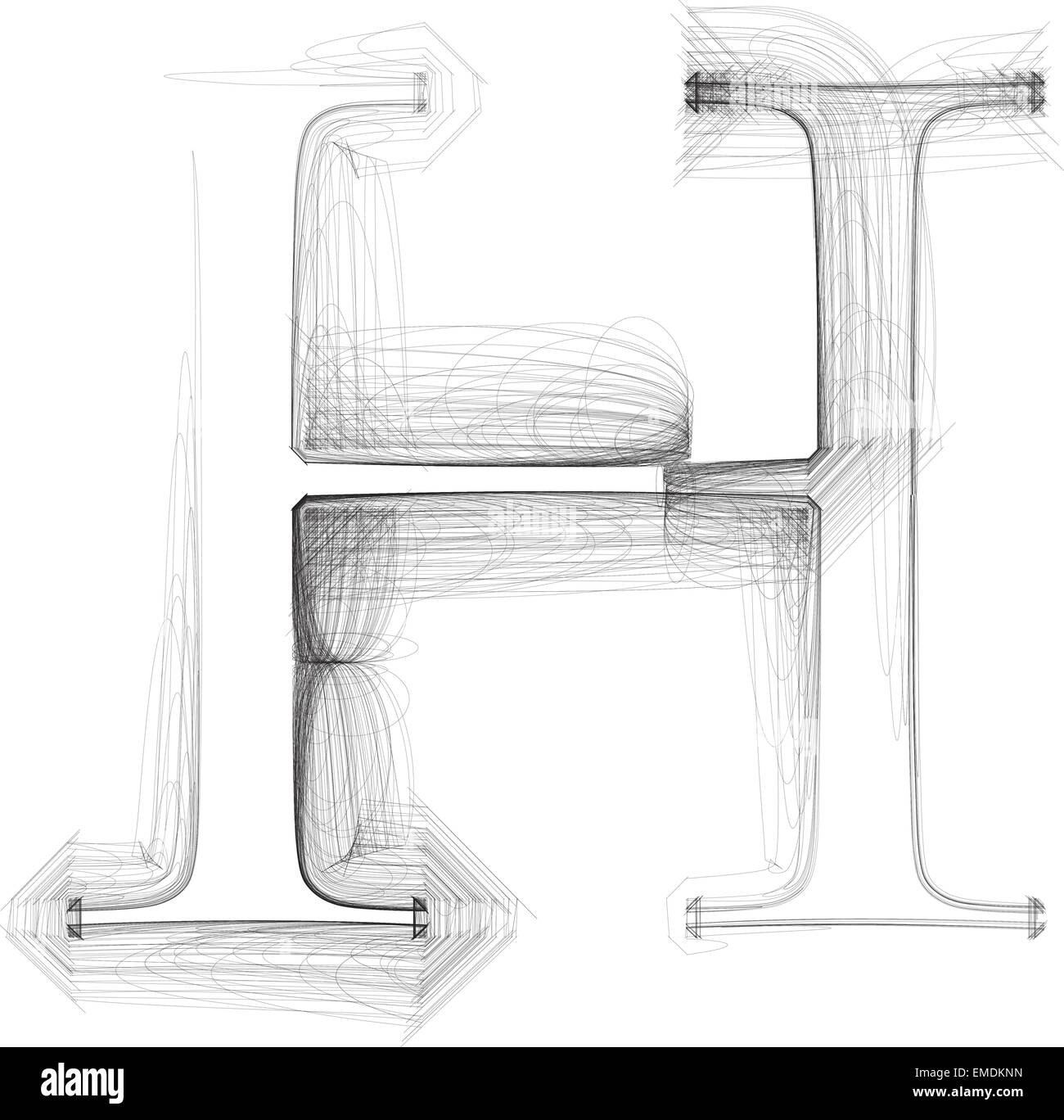 Disegnare a mano font. Lettera H. illustrazione vettoriale Illustrazione Vettoriale