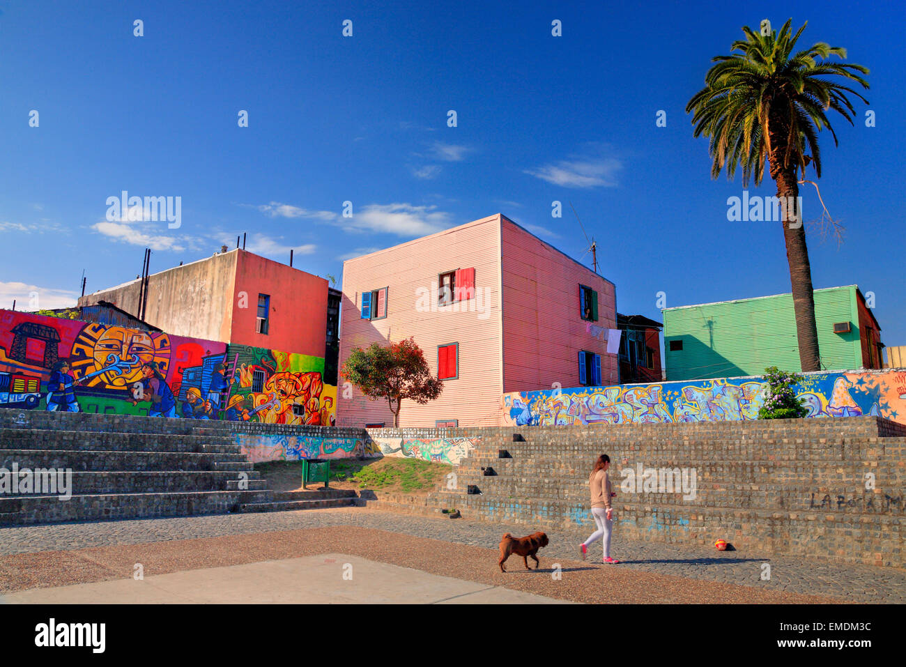 "Bomberos voluntarios de La Boca' square, "La Boca" Città, Buenos Aires, Argentina. Foto Stock
