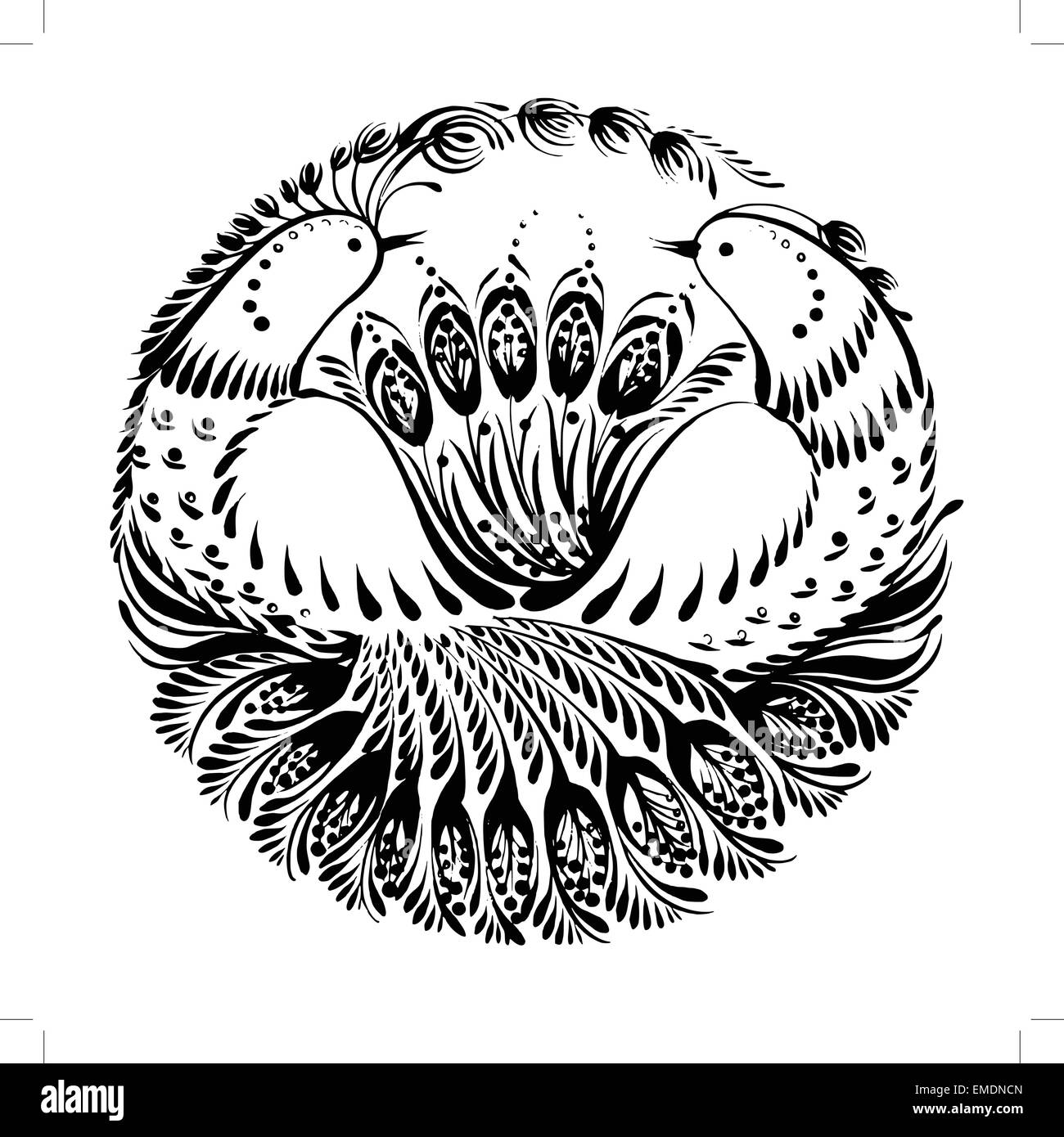 Silhouette cerchio degli uccelli del paradiso Illustrazione Vettoriale