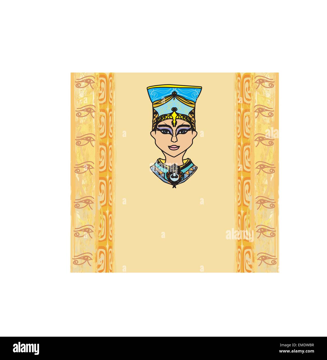 Telaio di grunge con regina egiziana Illustrazione Vettoriale