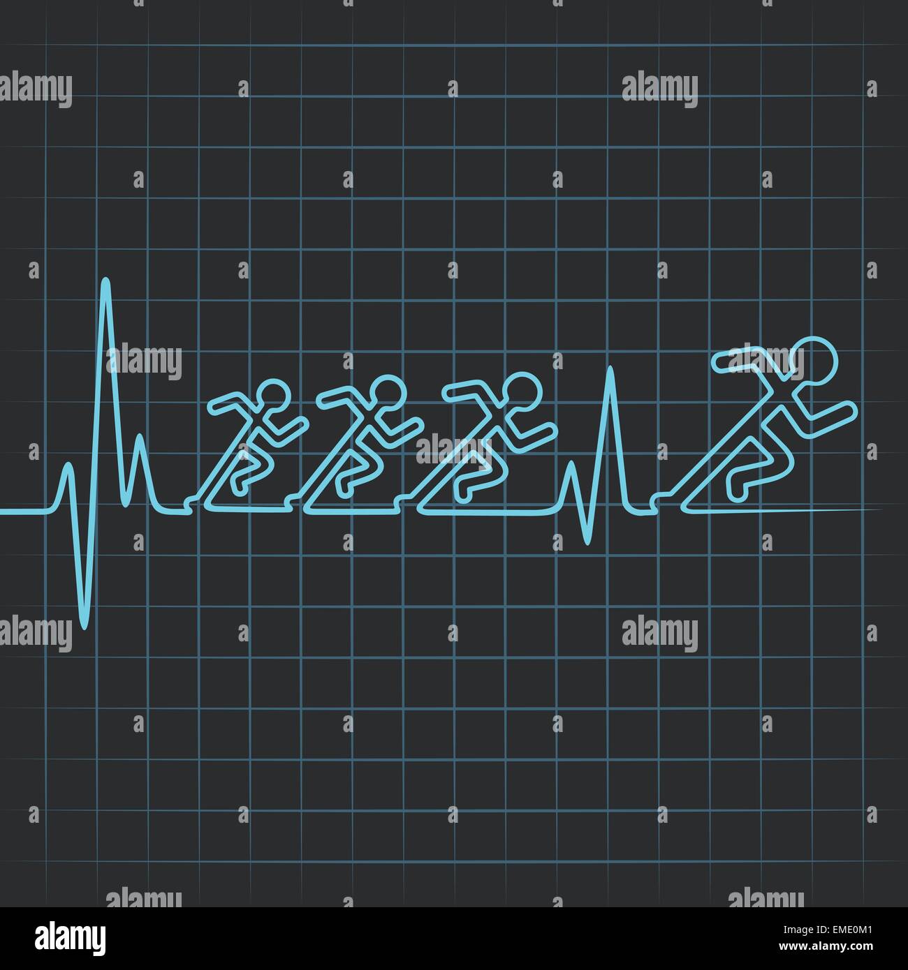 Illustrazione di heartbeat permettono di eseguire gli uomini Illustrazione Vettoriale