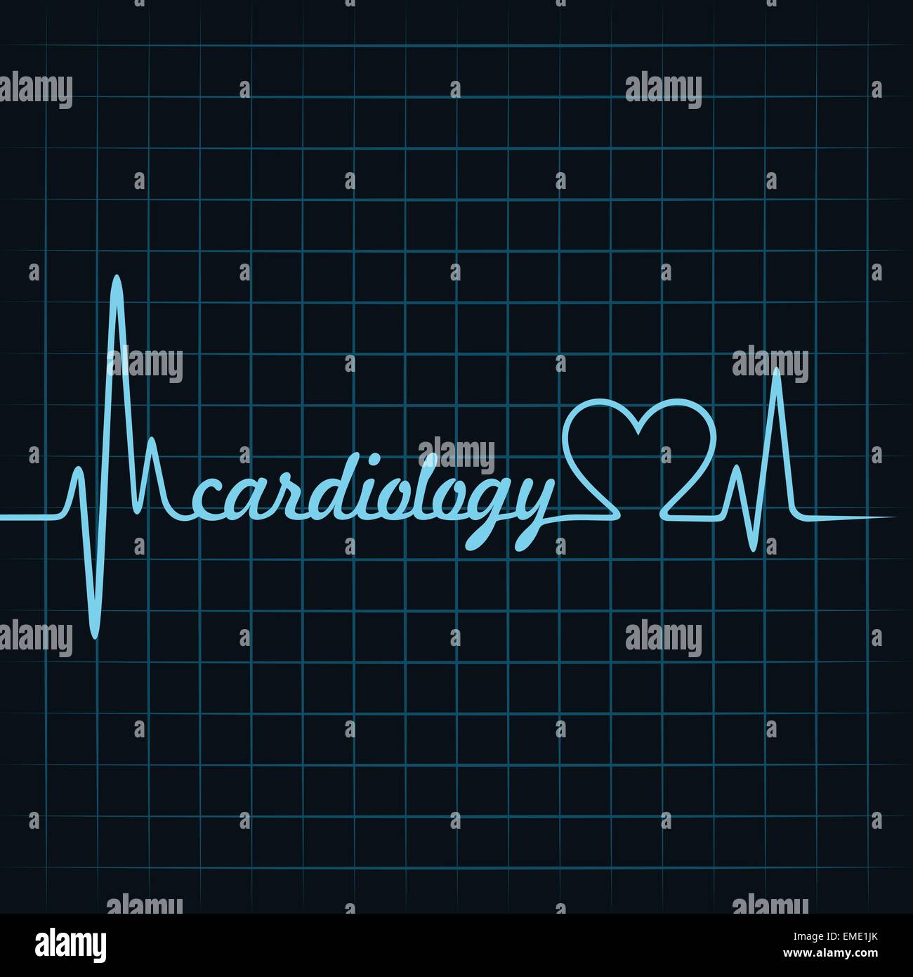 Fare heartbeat di un testo di cardiologia e il simbolo del cuore di vettore di stock Illustrazione Vettoriale