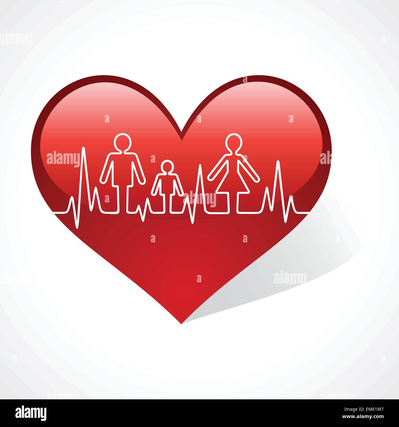 Fare Heartbeat icona della famiglia all'interno del simbolo del cuore di vettore di stock Illustrazione Vettoriale