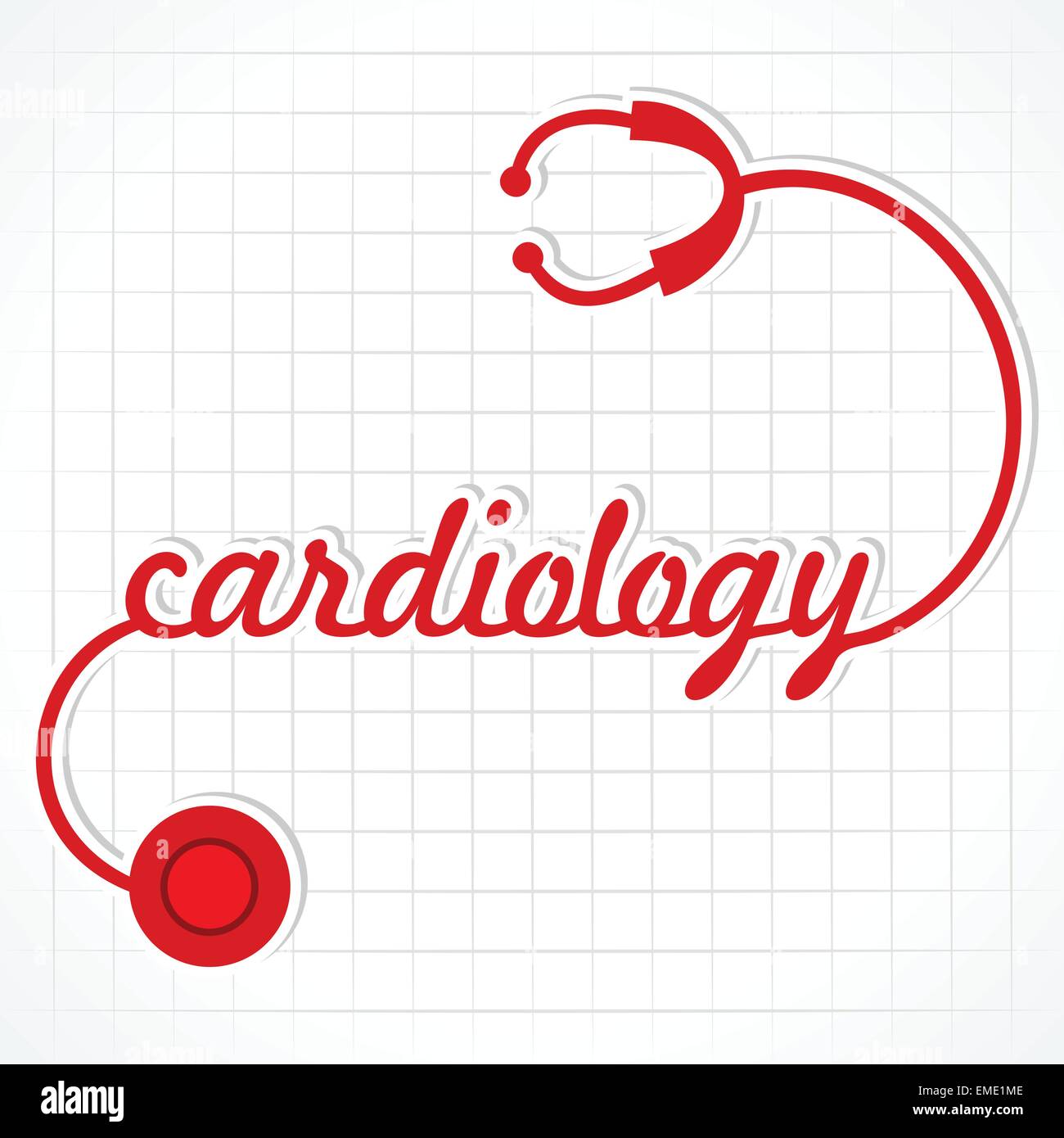 Uno stetoscopio rendono la cardiologia parola vettore di stock Illustrazione Vettoriale