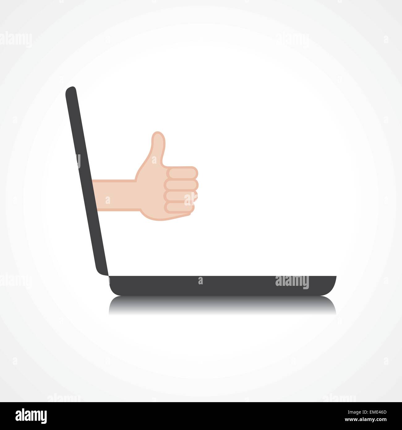 Thumbs up o come simbolo proviene dal computer portatile schermo vettore di stock Illustrazione Vettoriale