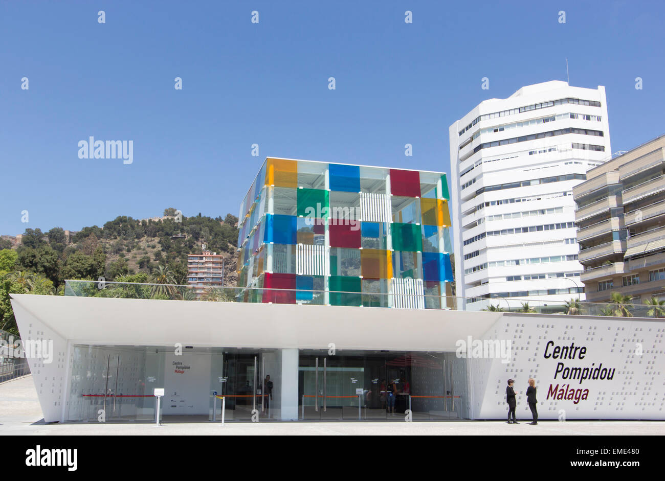 Il Pompidou Art Center, Muelle Onu, porto di Malaga, Costa del Sol, Spagna. Il Cubo, aperto nel Marzo 28th, 2015. Foto Stock