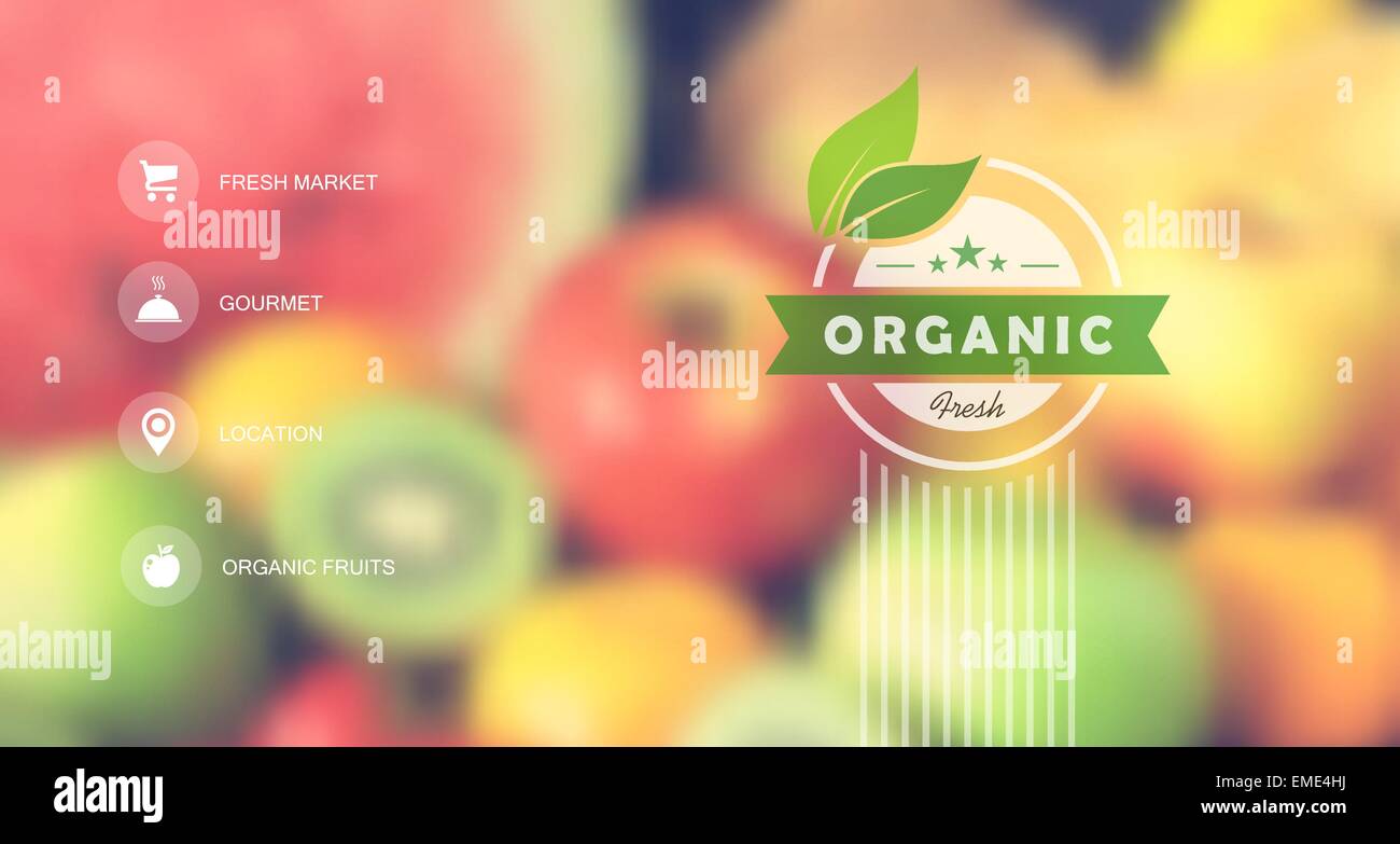 Alimenti biologici interfaccia web design sfocata Illustrazione Vettoriale
