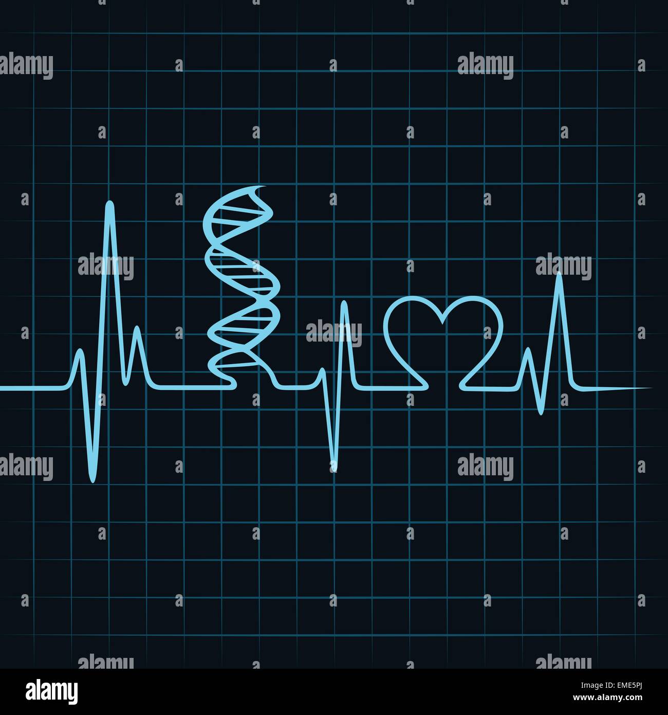 Fare Heartbeat stand di DNA e il simbolo del cuore di vettore di stock Illustrazione Vettoriale