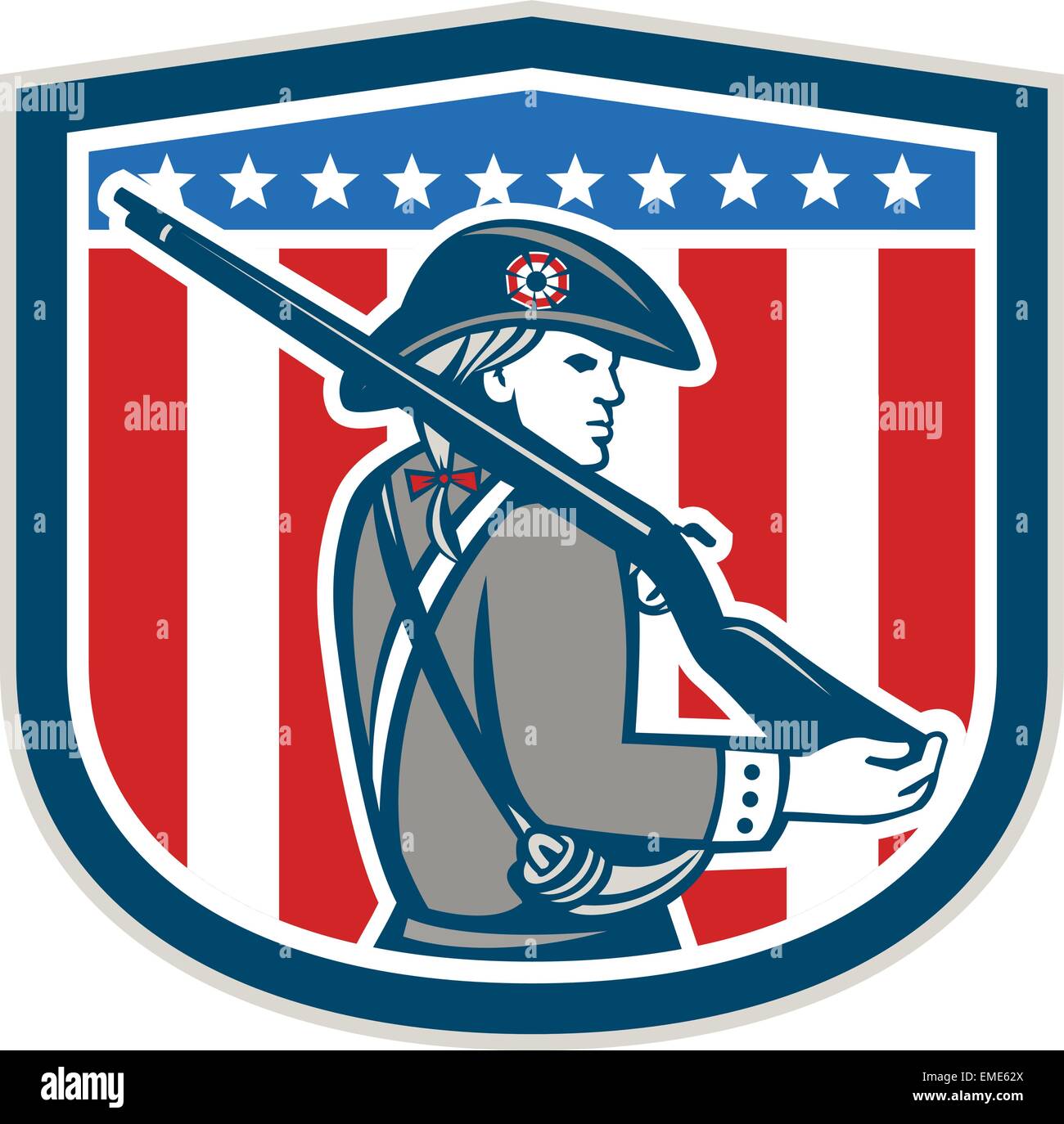 American Patriot Minuteman Azienda moschetto fucile retrò di schermo Illustrazione Vettoriale