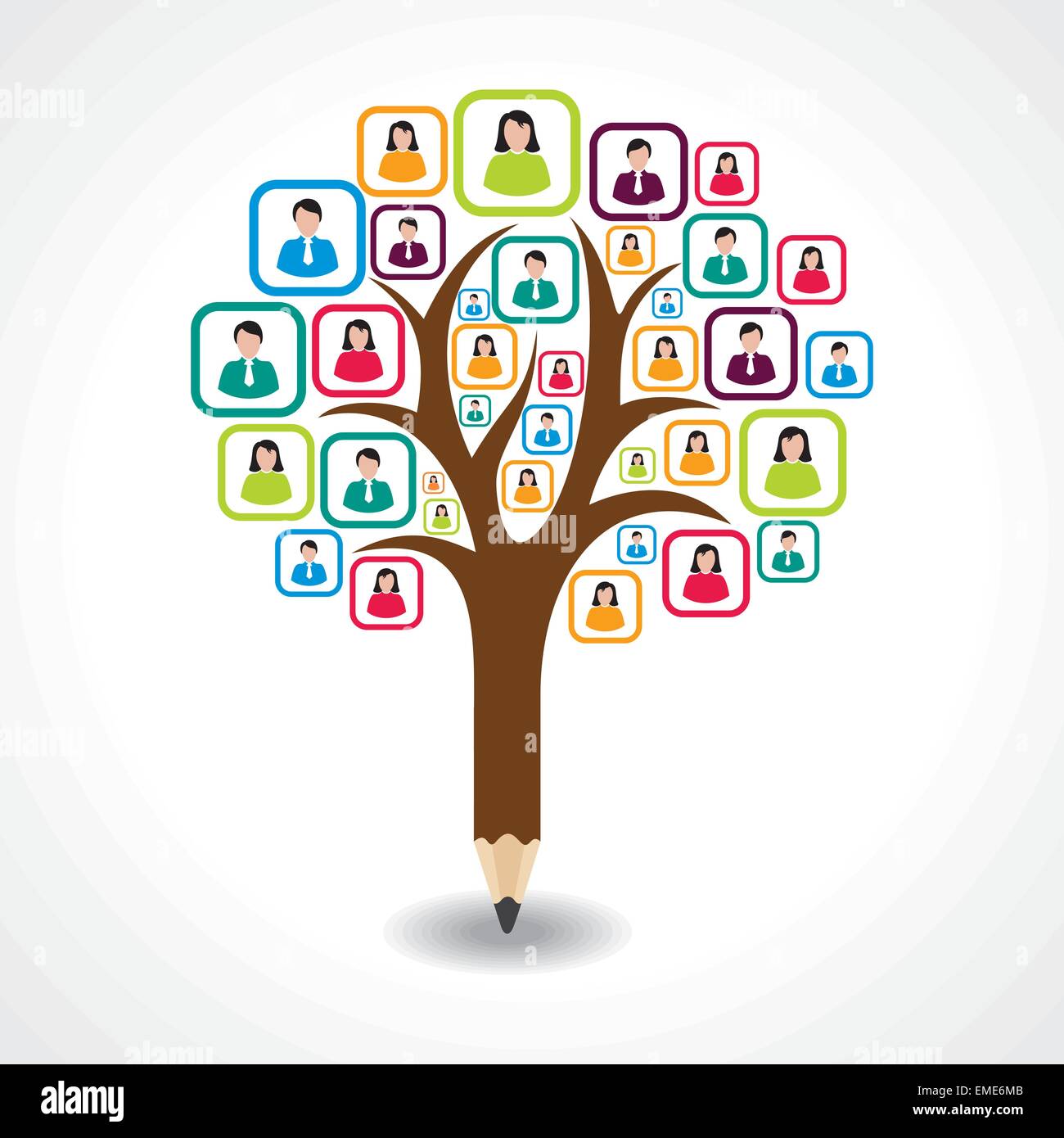 Creative persone sociale tree design concept vettore Illustrazione Vettoriale