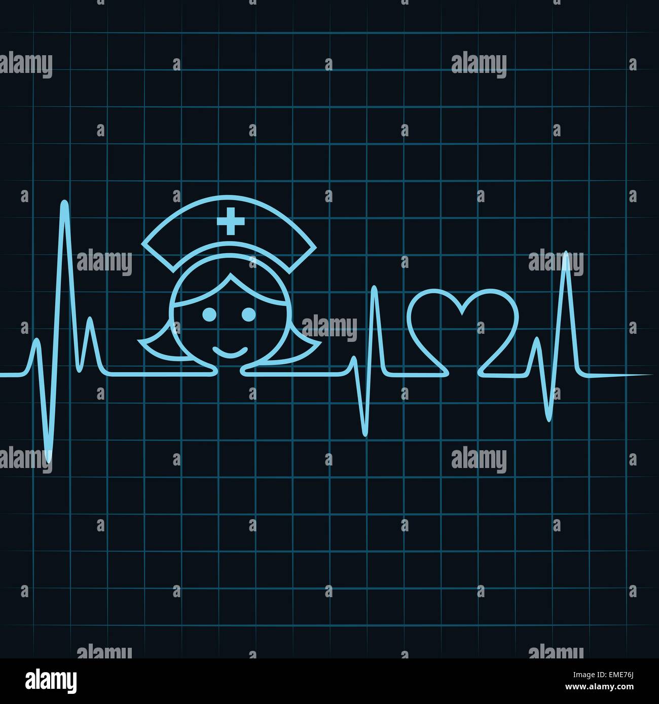 Fare Heartbeat faccia infermiere e il simbolo del cuore di vettore di stock Illustrazione Vettoriale