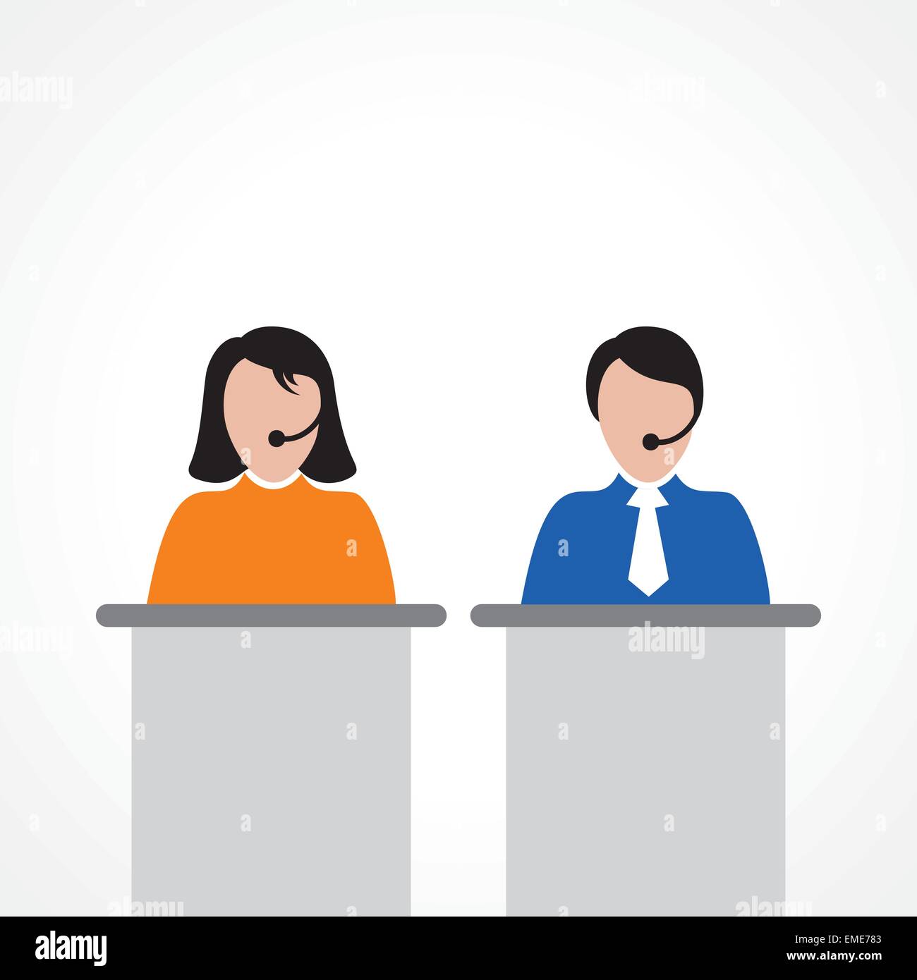 Maschio o femmina call center lavoratore vettore di concetto Illustrazione Vettoriale