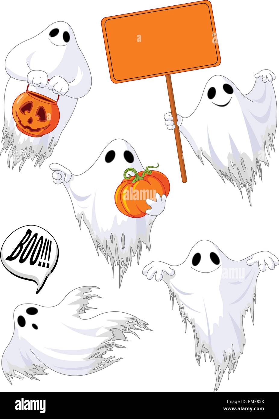 Set di simpatici fantasmi Illustrazione Vettoriale