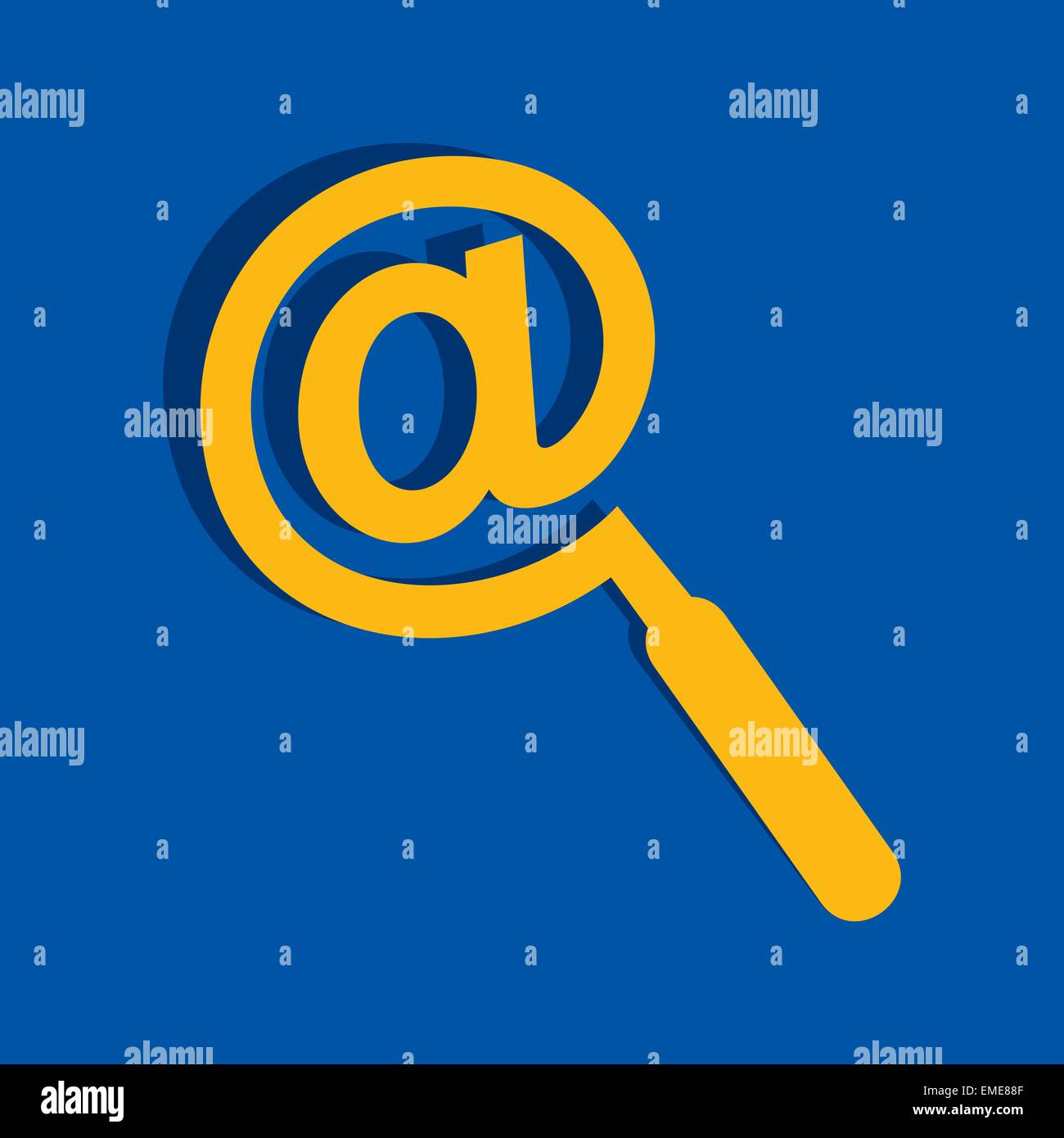 Tecnologia il concetto di ricerca - Mail simbolo maschio un icona lente di ingrandimento di vettore di stock Illustrazione Vettoriale