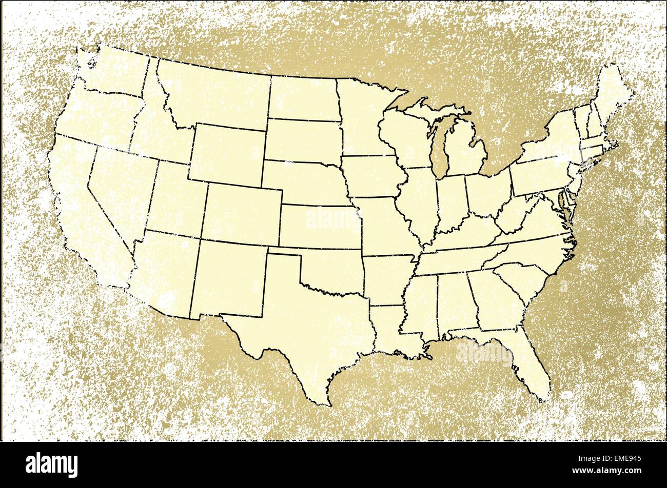 Stati Uniti d'America mappa degli Stati Illustrazione Vettoriale