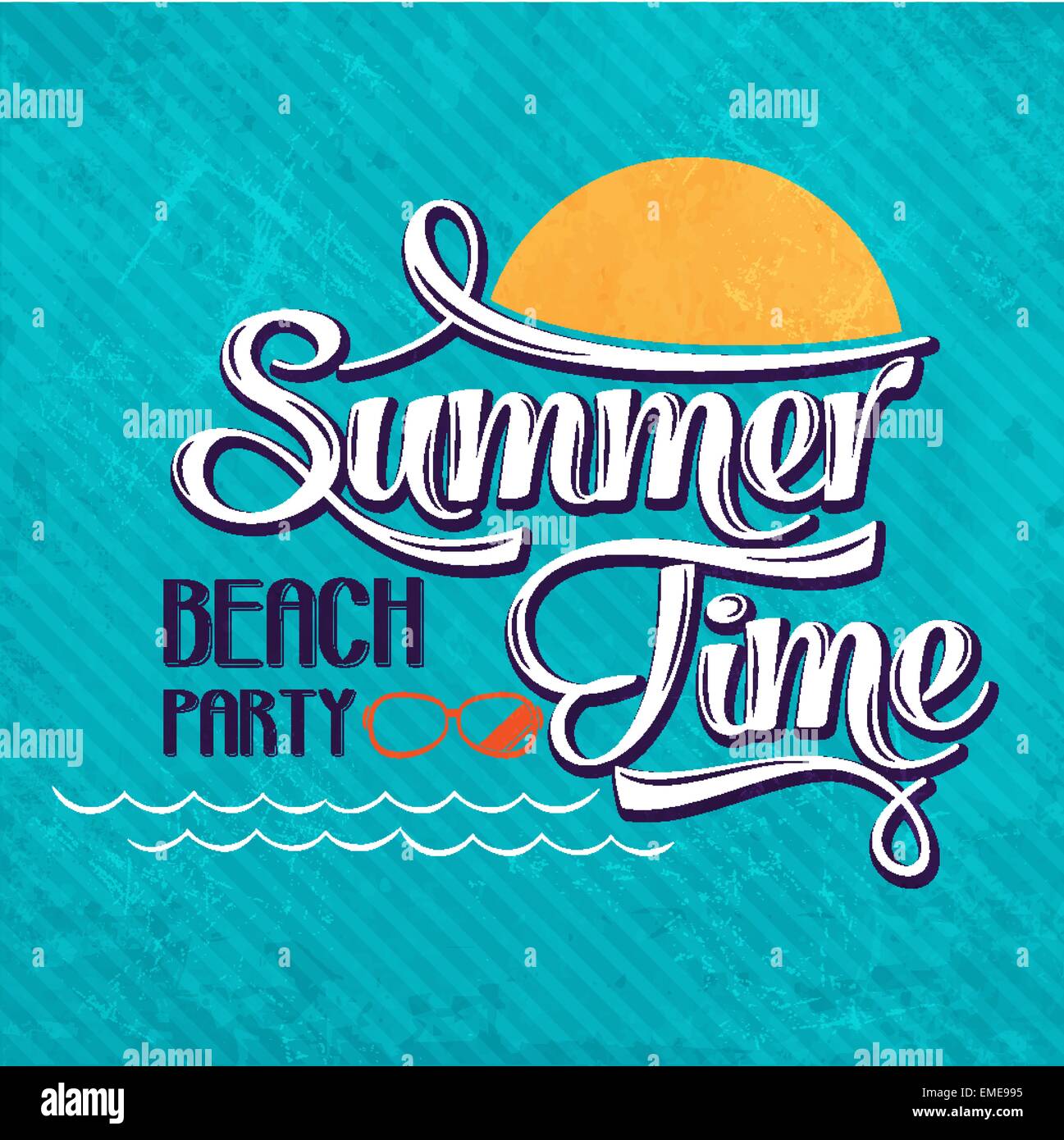 Scrittura calligrafico "SUMMER TIME - beach party" Illustrazione Vettoriale