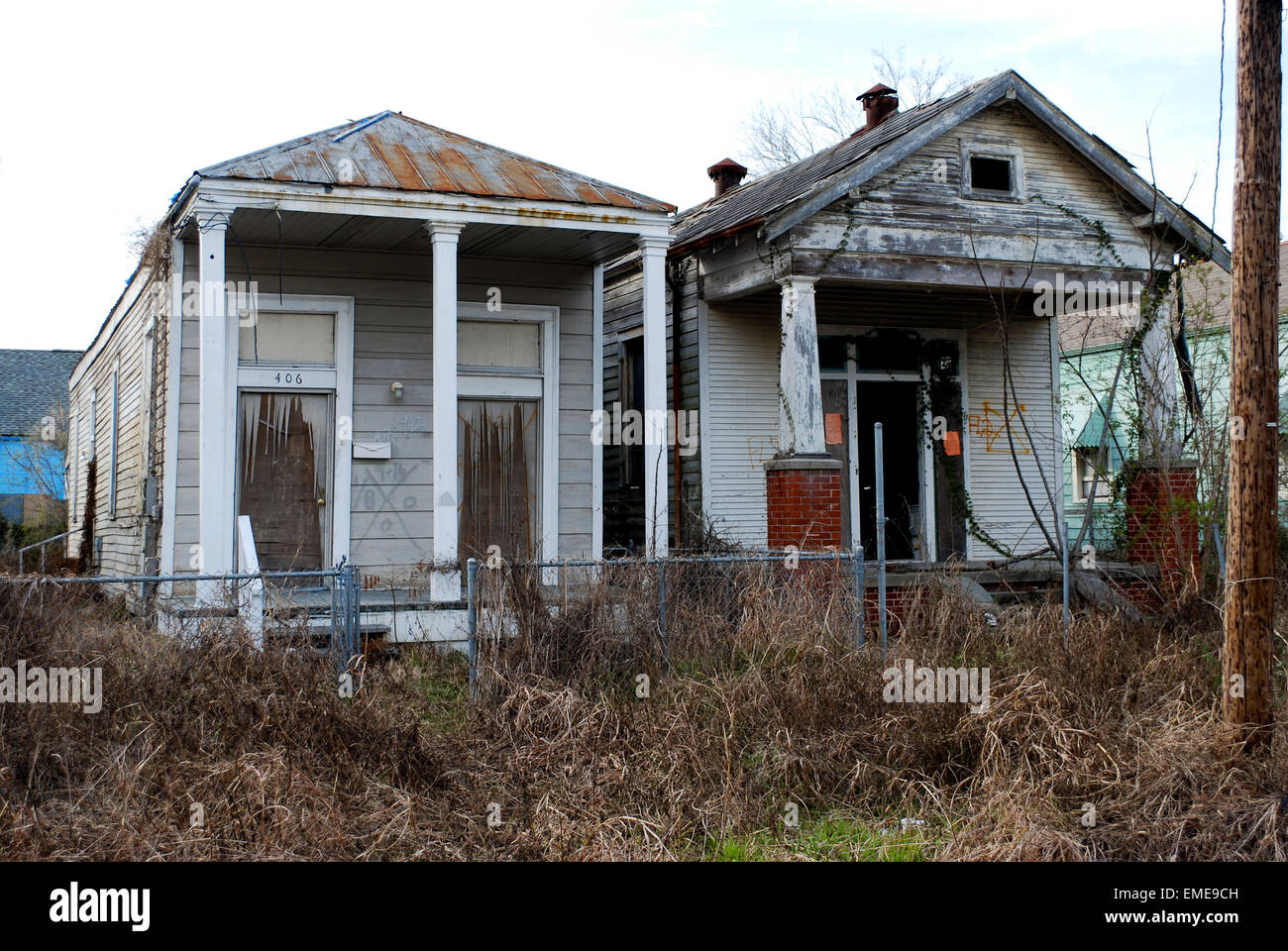 "Shotgun" Case nel nono inferiore Ward di New Orleans 5 anni dopo l'uragano Katrina. Foto Stock