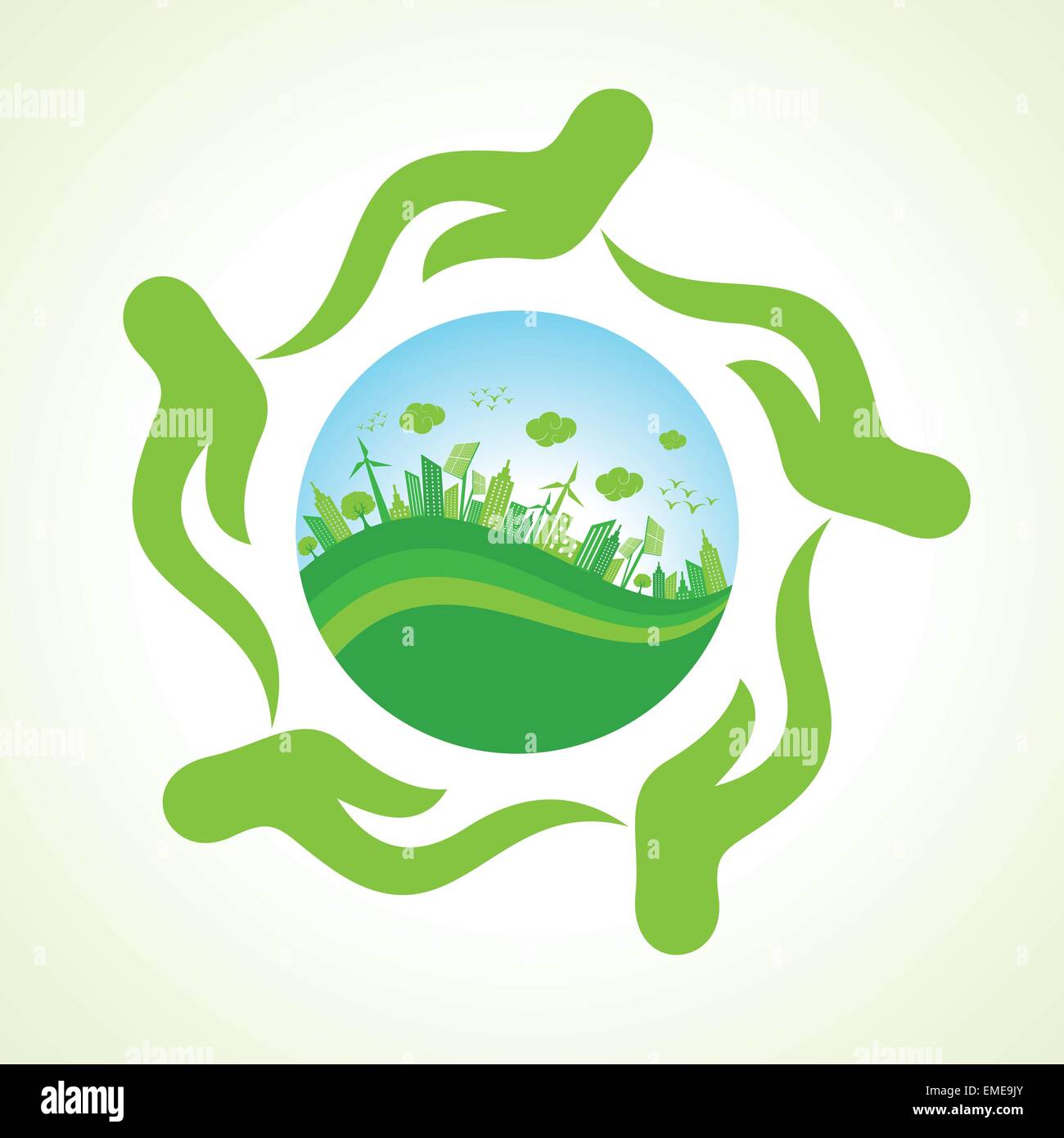 Eco- città o salvare concetto natura vettore Illustrazione Vettoriale