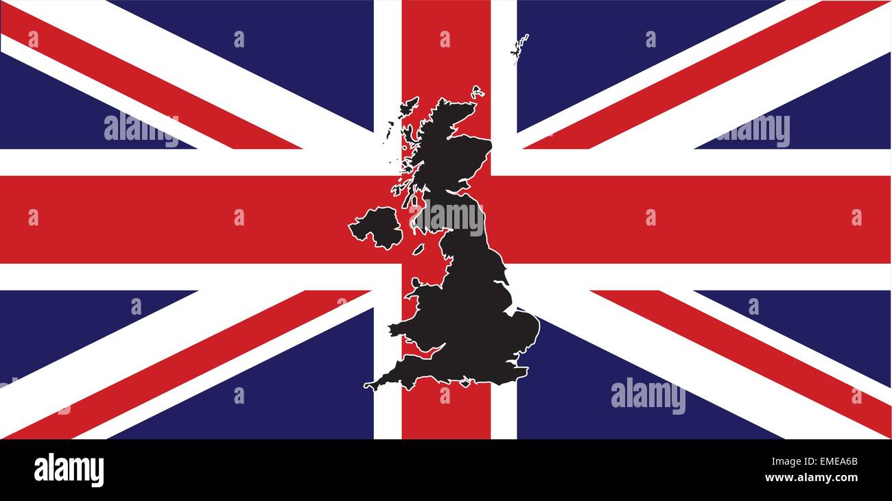 Regno Unito Silhouette e Flag Illustrazione Vettoriale