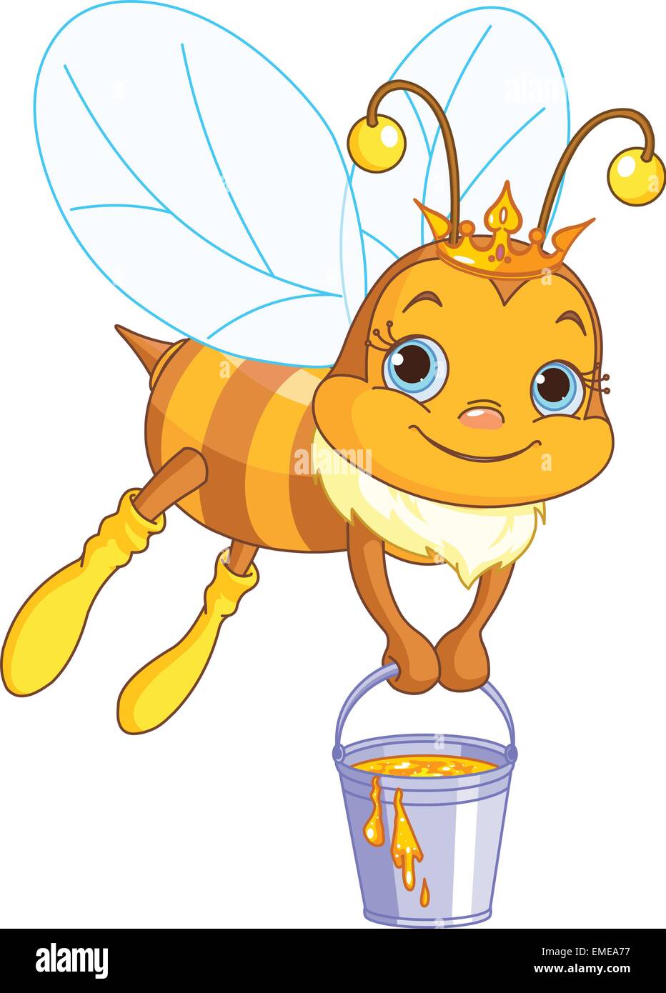 Bee tenendo un cucchiaio di miele Illustrazione Vettoriale