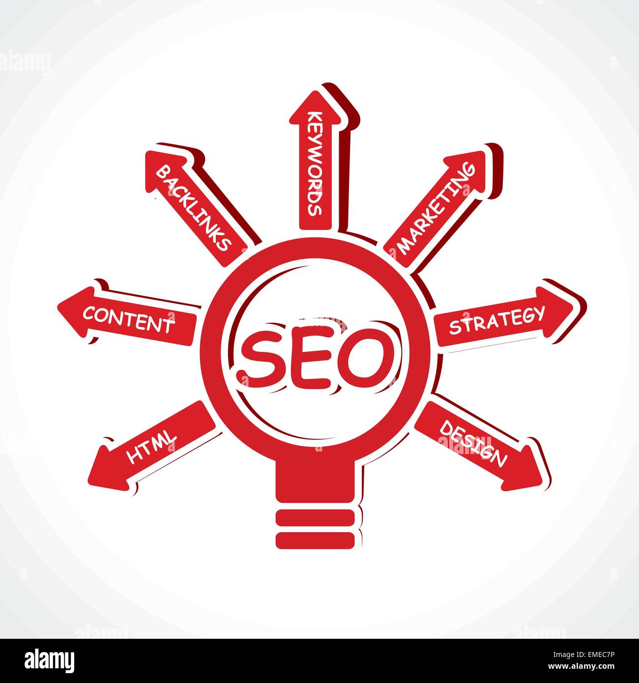 Concetto di SEO con lampadina Illustrazione Vettoriale