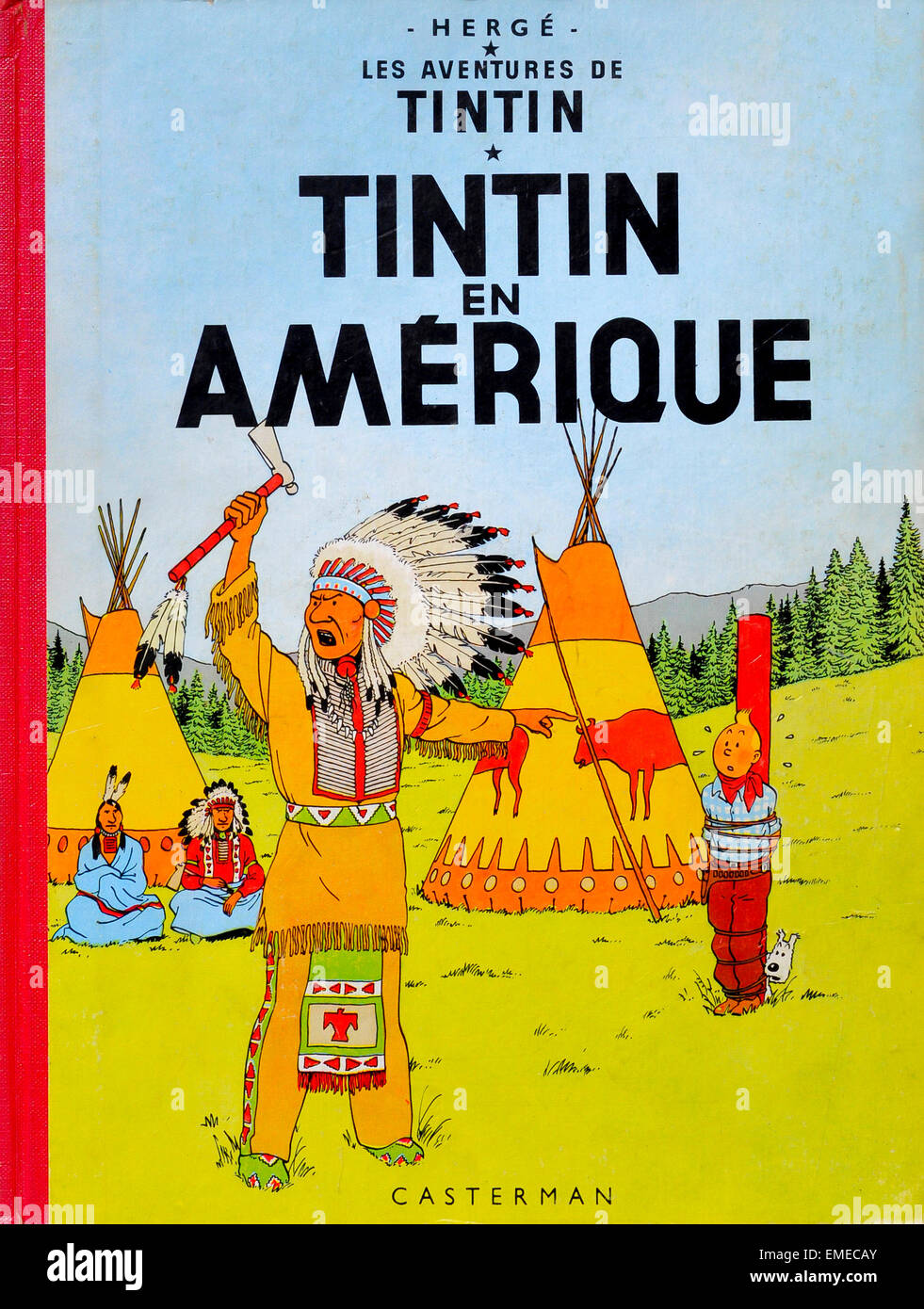 "Tintin en Amérique" 1940/50s vintage Tintin copertina del libro. Foto Stock