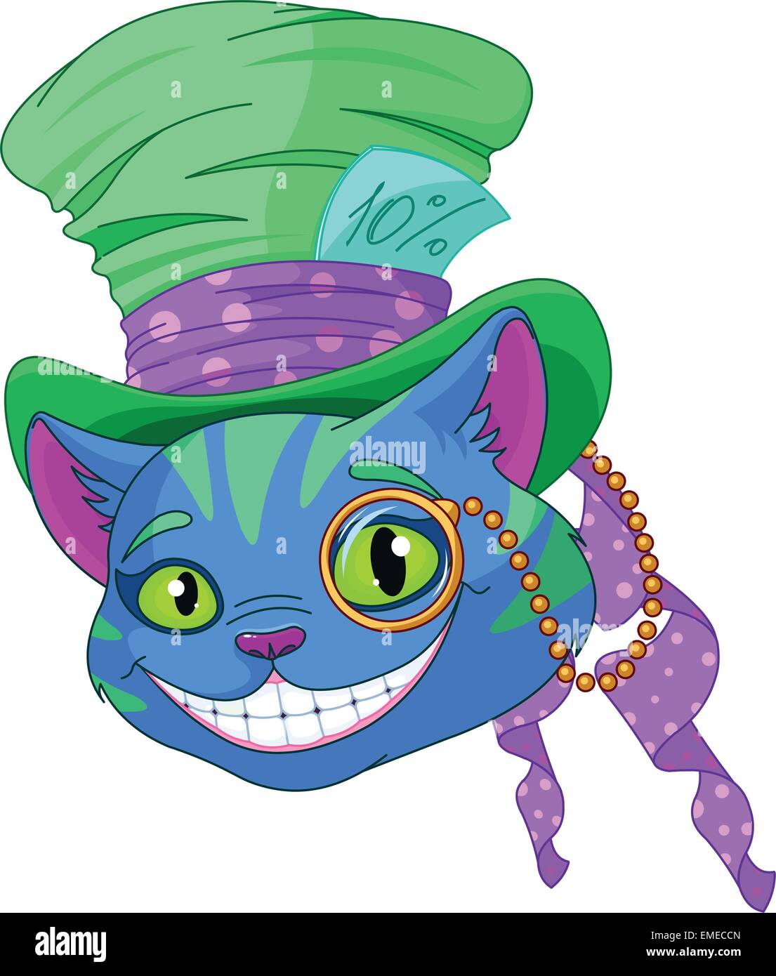 Cheshire cat in Top Hat Illustrazione Vettoriale