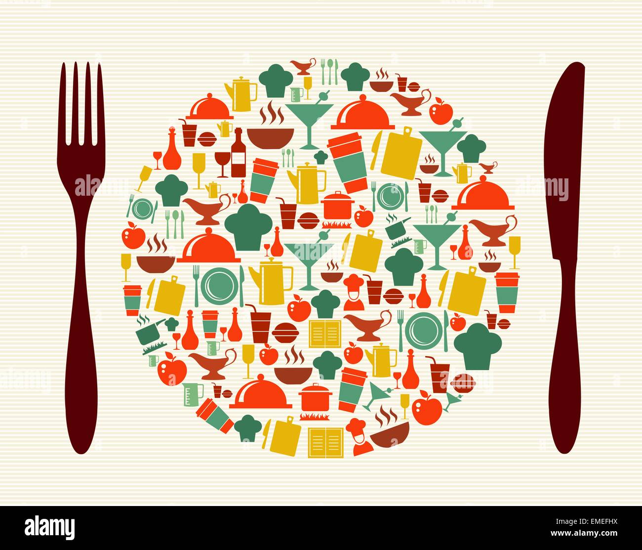 Il cibo e il ristorante concetto illustrazione Illustrazione Vettoriale