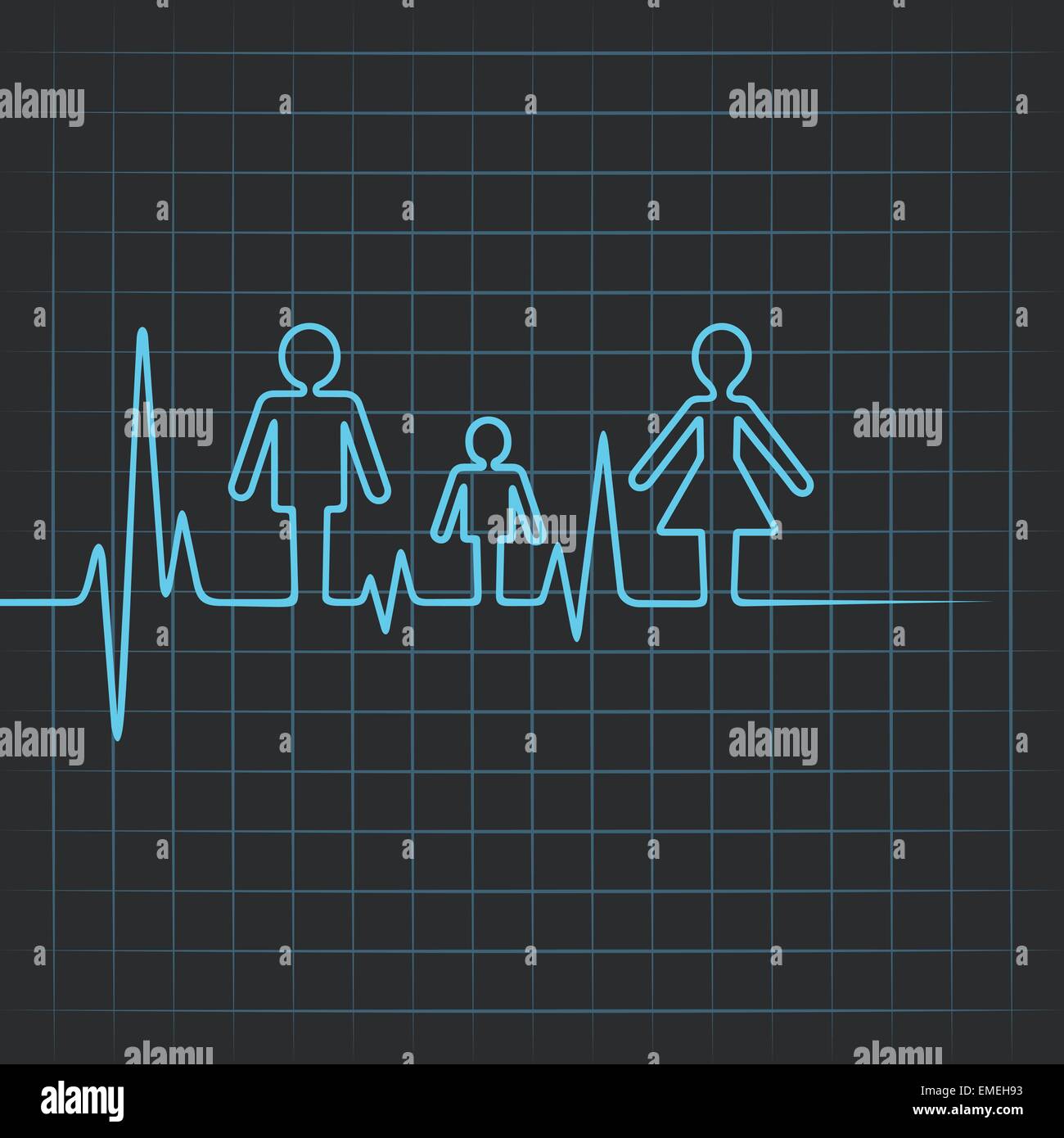 Fare Heartbeat icona di famiglia Illustrazione Vettoriale