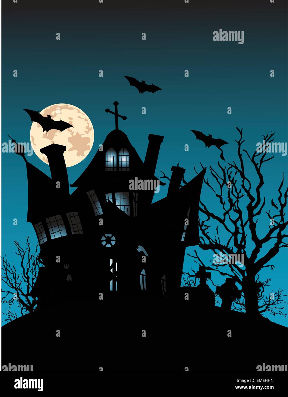 Spooky Haunted House Illustrazione Vettoriale