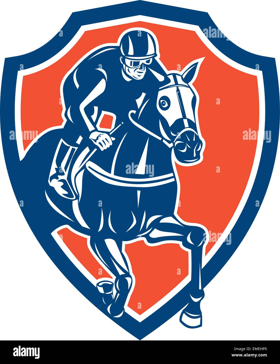 Jockey Horse Racing Shield retrò Illustrazione Vettoriale