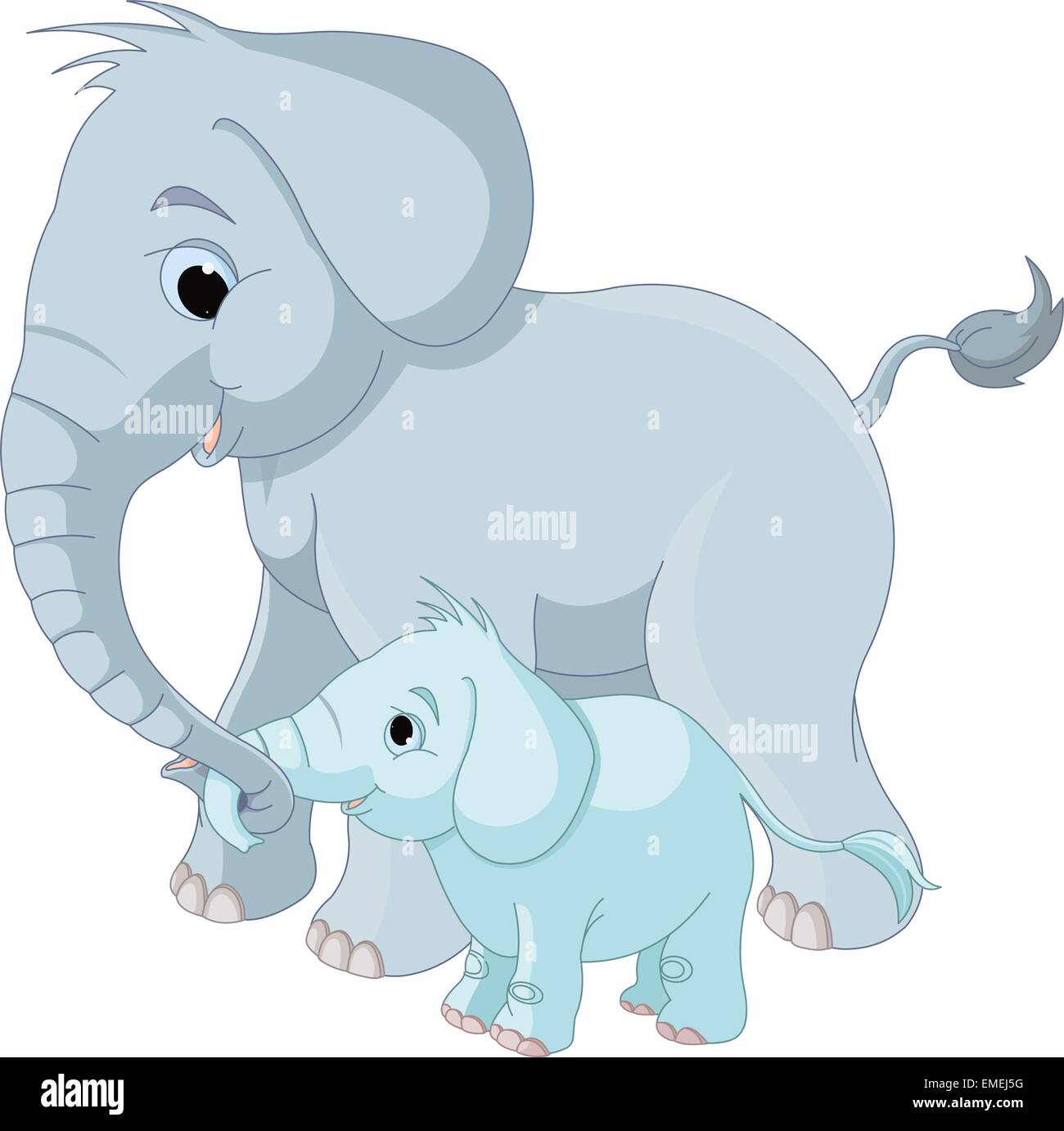 Carino famiglia elefante Illustrazione Vettoriale