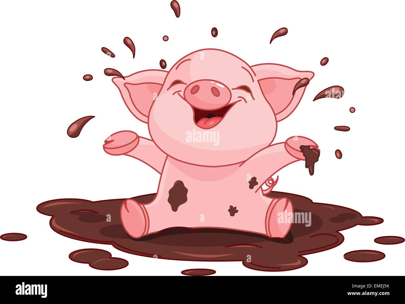 Piggy in una pozza Illustrazione Vettoriale