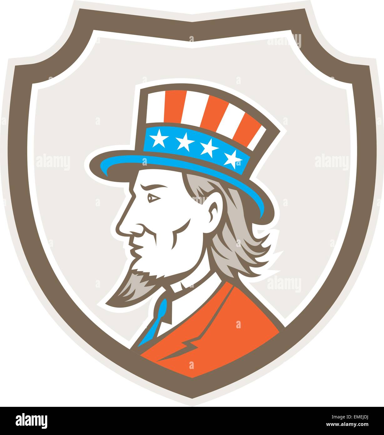 Lo zio Sam americano protezione laterale Crest Illustrazione Vettoriale