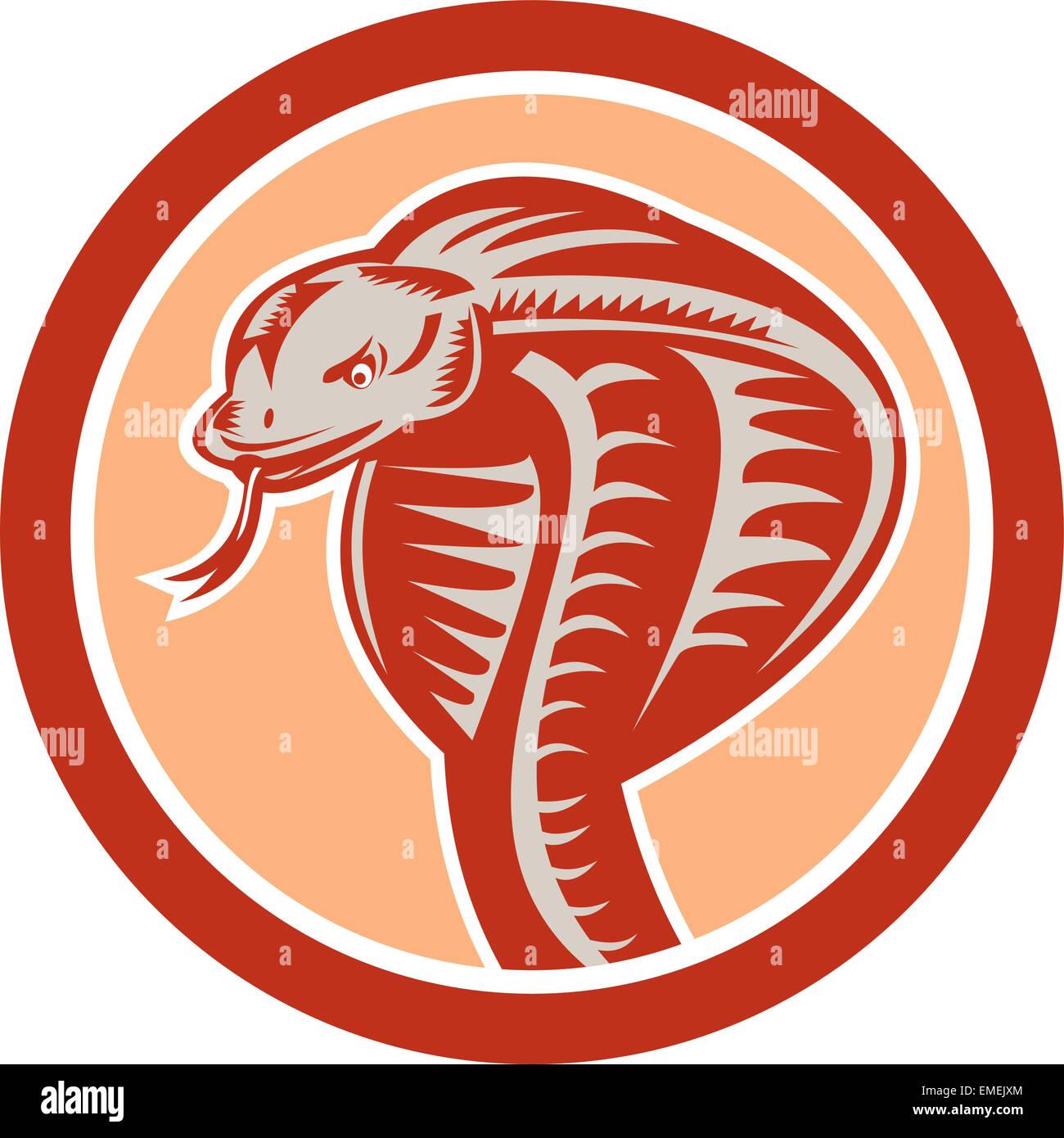 Cobra Viper testa di serpente cerchio retrò Illustrazione Vettoriale