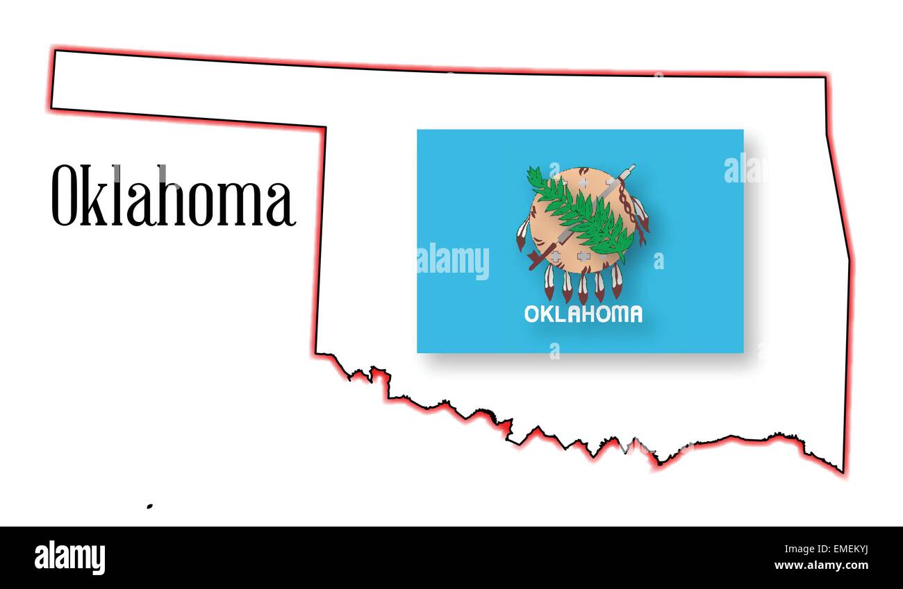 Oklahoma State Mappa e Flag Illustrazione Vettoriale