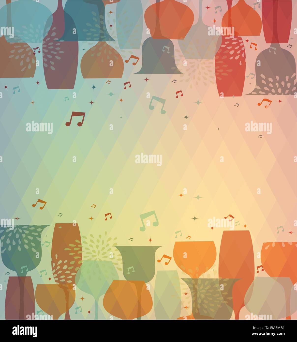Cocktail musicale il vetro colorato Illustrazione Vettoriale