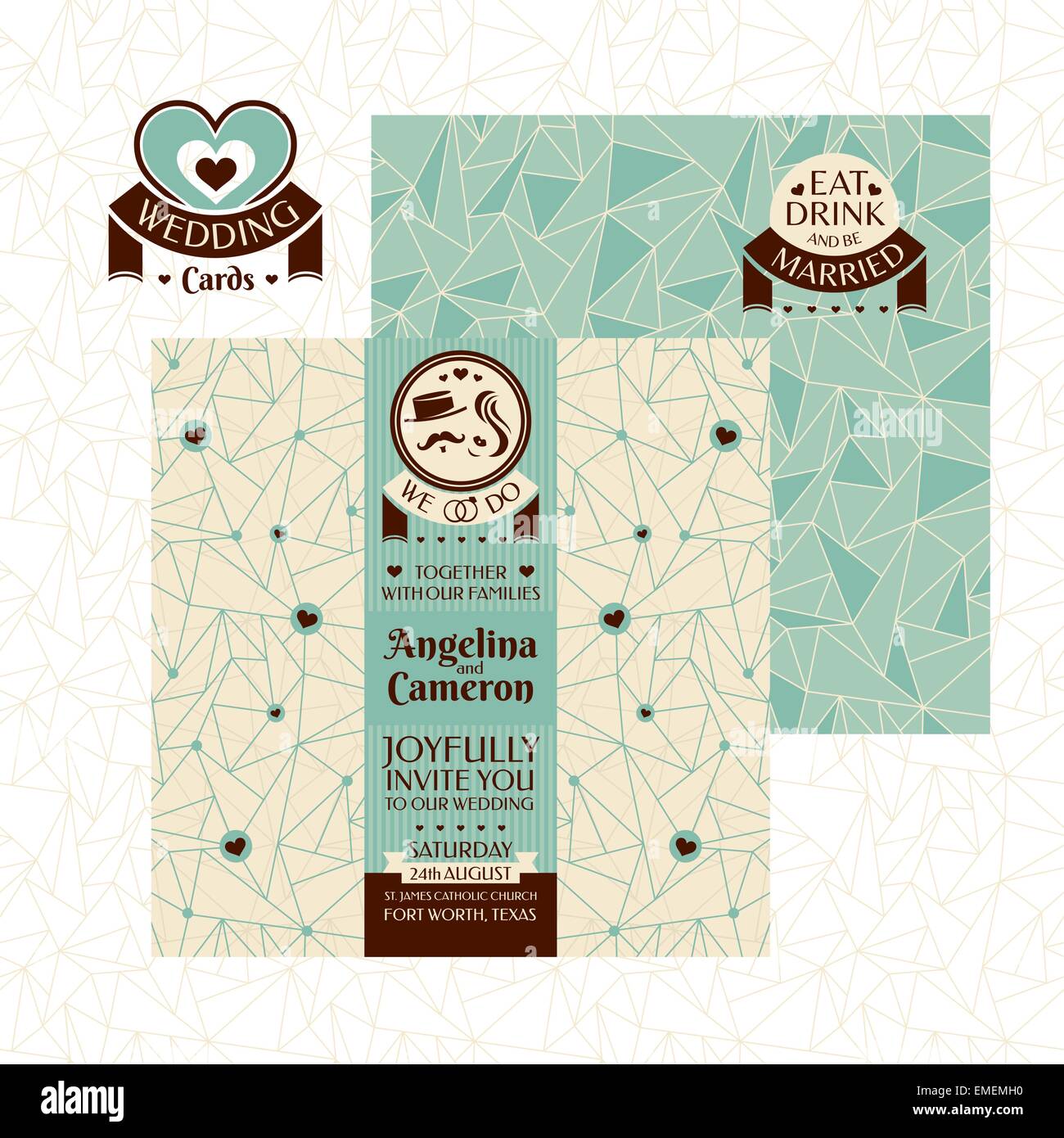 Wedding moderna card Illustrazione Vettoriale