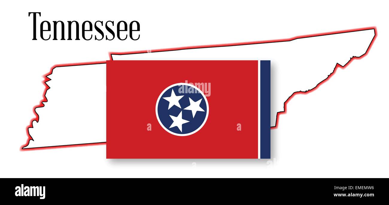 Stato del Tennessee Mappa e Flag Illustrazione Vettoriale