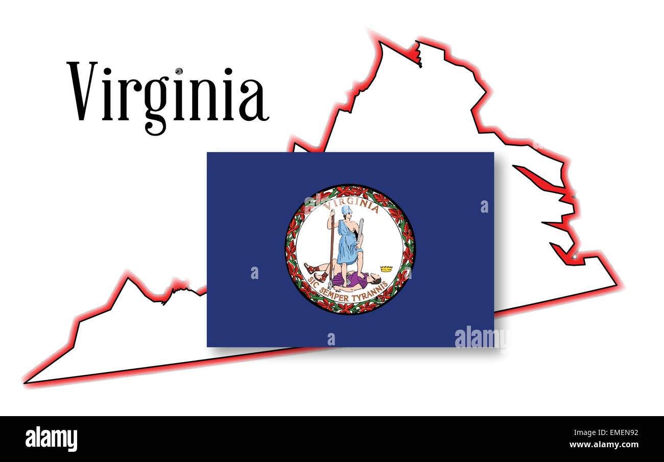 Stato della Virginia Mappa e Flag Illustrazione Vettoriale